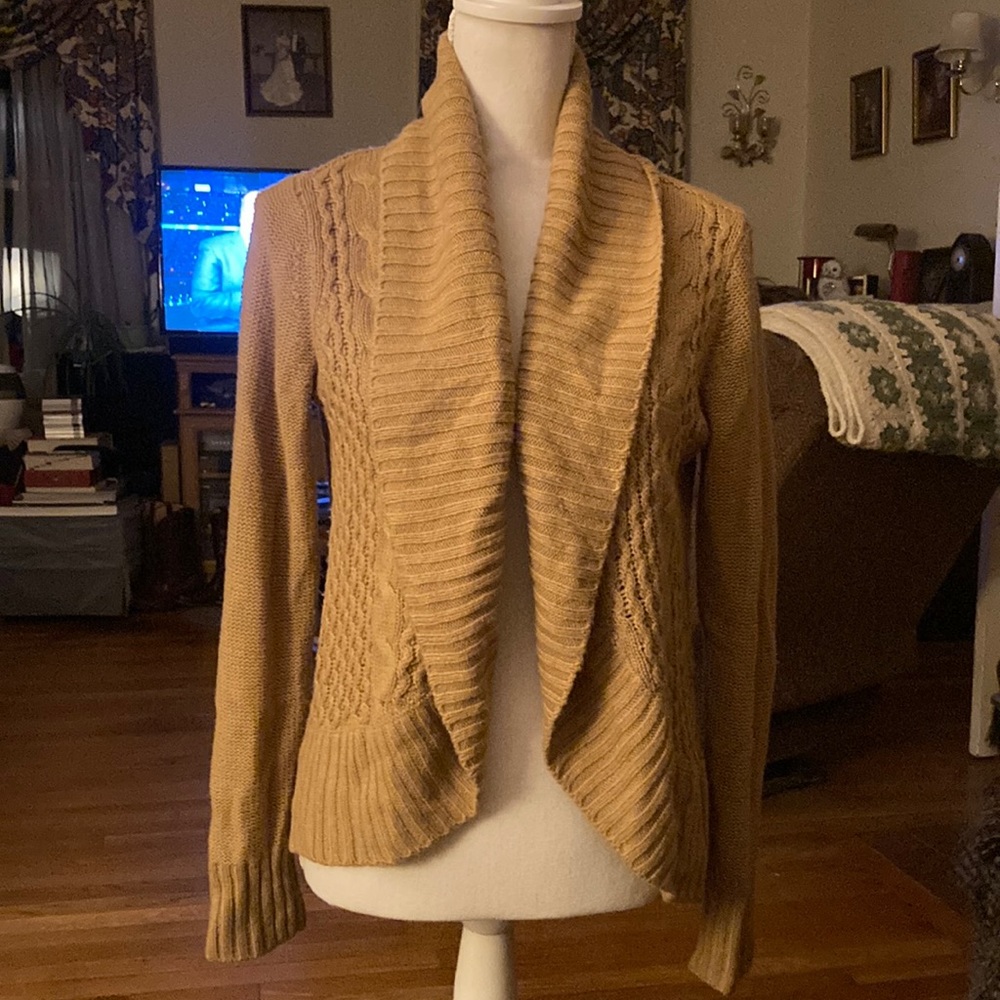 Beige Faded Glory Knit Cardigan